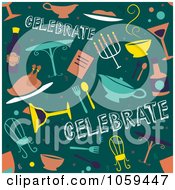 Poster, Art Print Of Seamless Green Dinner Party Background