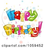 Poster, Art Print Of Colorful Happy Birthday Text With Confetti