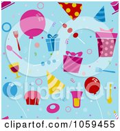 Royalty Free Vector Clip Art Illustration Of A Seamless Blue Boy Birthday Background