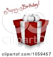 Poster, Art Print Of Sketched Happy Birthday Text With A 3d Gift Box