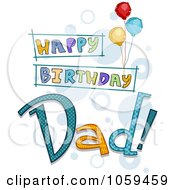 Poster, Art Print Of Happy Birthday Dad Text With Balloons