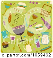 Poster, Art Print Of Seamless Green Bbq Party Background