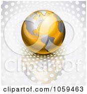 Poster, Art Print Of 3d Gold And Silver Globe On Silver With Dots