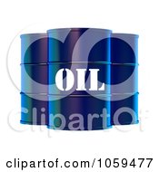 Royalty Free CGI Clip Art Illustration Of 3d Blue Barrels Of Gasoline With Oil On The Front by ShazamImages