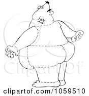 Royalty Free Vector Clip Art Illustration Of A Coloring Page Outline Of A Rear View Of A Quartered Man