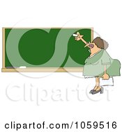 Lady Teacher Writing On A Chalk Board