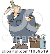 Royalty Free Vector Clip Art Illustration Of A Happy Worker With A Tool Box And Cleaner