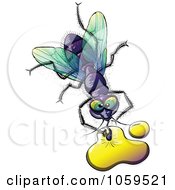 Royalty Free Vector Clip Art Illustration Of A Purple Fly Drinking Liquid by Zooco
