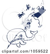 Royalty Free Vector Clip Art Illustration Of An Angry Whale Taking Down A Harpoon And Whalers