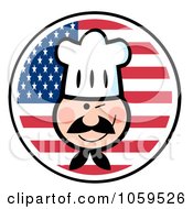 Royalty Free Vector Clip Art Illustration Of A Winking Chef Face Over An American Flag Circle