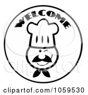 Royalty Free Vector Clip Art Illustration Of A Welcome Chef Face Circle 1