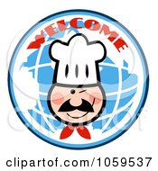Royalty Free Vector Clip Art Illustration Of A Winking Chef Face Over A Globe