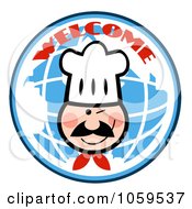 Poster, Art Print Of Winking Chef Face Over A Globe