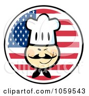 Poster, Art Print Of Winking Asian Chef Face Over An American Flag Circle