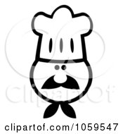 Poster, Art Print Of Black And White Chef Face Wearing A Hat