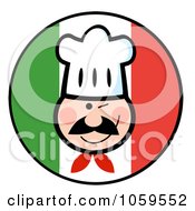 Poster, Art Print Of Winking Chef Face Over An Italian Flag Circle
