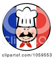 Poster, Art Print Of Winking Chef Face On A French Flag Circle