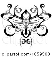 Poster, Art Print Of Black And White Butterfly Tattoo Design