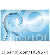 Royalty Free Vector Clip Art Illustration Of A Futuristic Blue Virtual Face In Profile