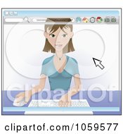 Royalty Free Vector Clip Art Illustration Of A View Through A Computer Screen Of A Woman Online