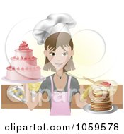 Poster, Art Print Of Young Female Chef Holding Two Cakes
