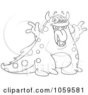 Poster, Art Print Of Outlined Monster Making A Funny Face