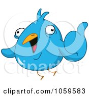 Royalty Free Vector Clip Art Illustration Of A Blue Bird Giving The Thumb Up