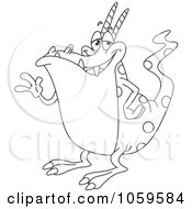 Poster, Art Print Of Outlined Monster Waving