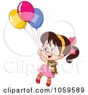 Poster, Art Print Of Girl Floating Away With Her Teddy Bear And Balloons