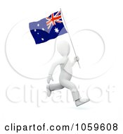 Poster, Art Print Of 3d White Person Running With An Australian Flag