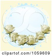 Blue Circle With Ivory Roses On Cream