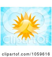 Royalty Free Vector Clip Art Illustration Of A Shiny Sun On A Blue Flare Background