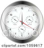 Poster, Art Print Of Silver Wall Clock With Different Time Zones
