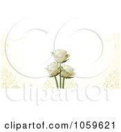 Poster, Art Print Of Banner Of Ivory Roses With Petals On Cream