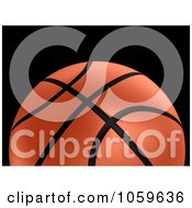 Royalty Free CGI Clip Art Illustration Of A 3d Basketball With Black Lines Over Black by stockillustrations