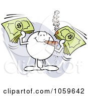 Poster, Art Print Of Moodie Character Smoking A Cigar And Holding Cash