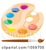 Royalty Free Clip Art Illustration Of An Airbrushed Paintbrush And A Palette