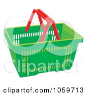 Green Shopping Basket With Red Handles
