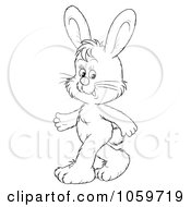 Royalty Free Clip Art Illustration Of A Coloring Page Outline Of A Rabbit Walking Upright