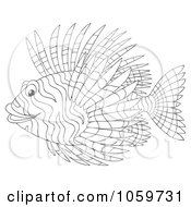 Poster, Art Print Of Coloring Page Outline Of A Lion Fish
