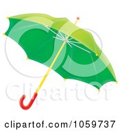 Royalty Free Clip Art Illustration Of An Airbrushed Green Umbrella