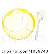 Poster, Art Print Of Airbrushed Bowl And Spoon With Splashed Milk