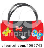 Royalty Free Vector Clip Art Illustration Of A Red Butterfly Purse by Alex Bannykh