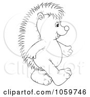 Royalty Free Clip Art Illustration Of A Coloring Page Outline Of A Walking Hedgehog