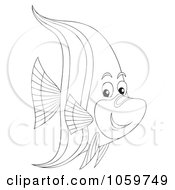 Poster, Art Print Of Coloring Page Outline Of A Marine Fish