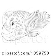 Poster, Art Print Of Coloring Page Outline Of A Marine Fish