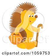 Poster, Art Print Of Hedgehog With A Cane And Basket