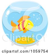 Royalty Free Vector Clip Art Illustration Of A Happy Pet Fish In A Bowl