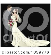 Poster, Art Print Of Bride And Groom Gazing At Each Other Over Black