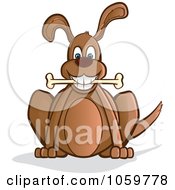 Poster, Art Print Of Happy Brown Dog Sitting With A Bone